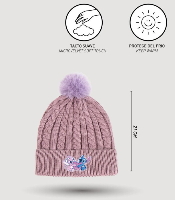 Șapcă tricotată pentru copii cu mănuși STITCH Cerda