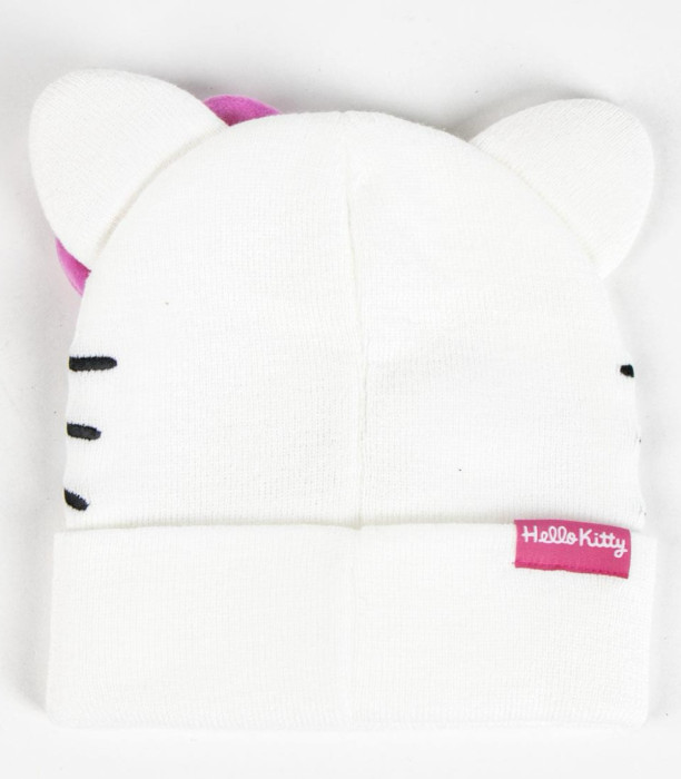 Șapcă de iarnă pentru copii HELLO KITTY albă cu fundiță roz Cerda