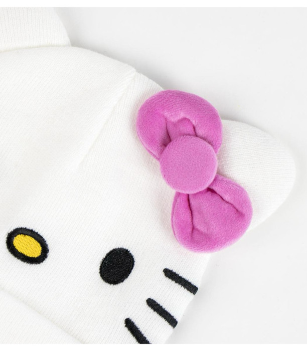 Șapcă de iarnă pentru copii HELLO KITTY albă cu fundiță roz Cerda