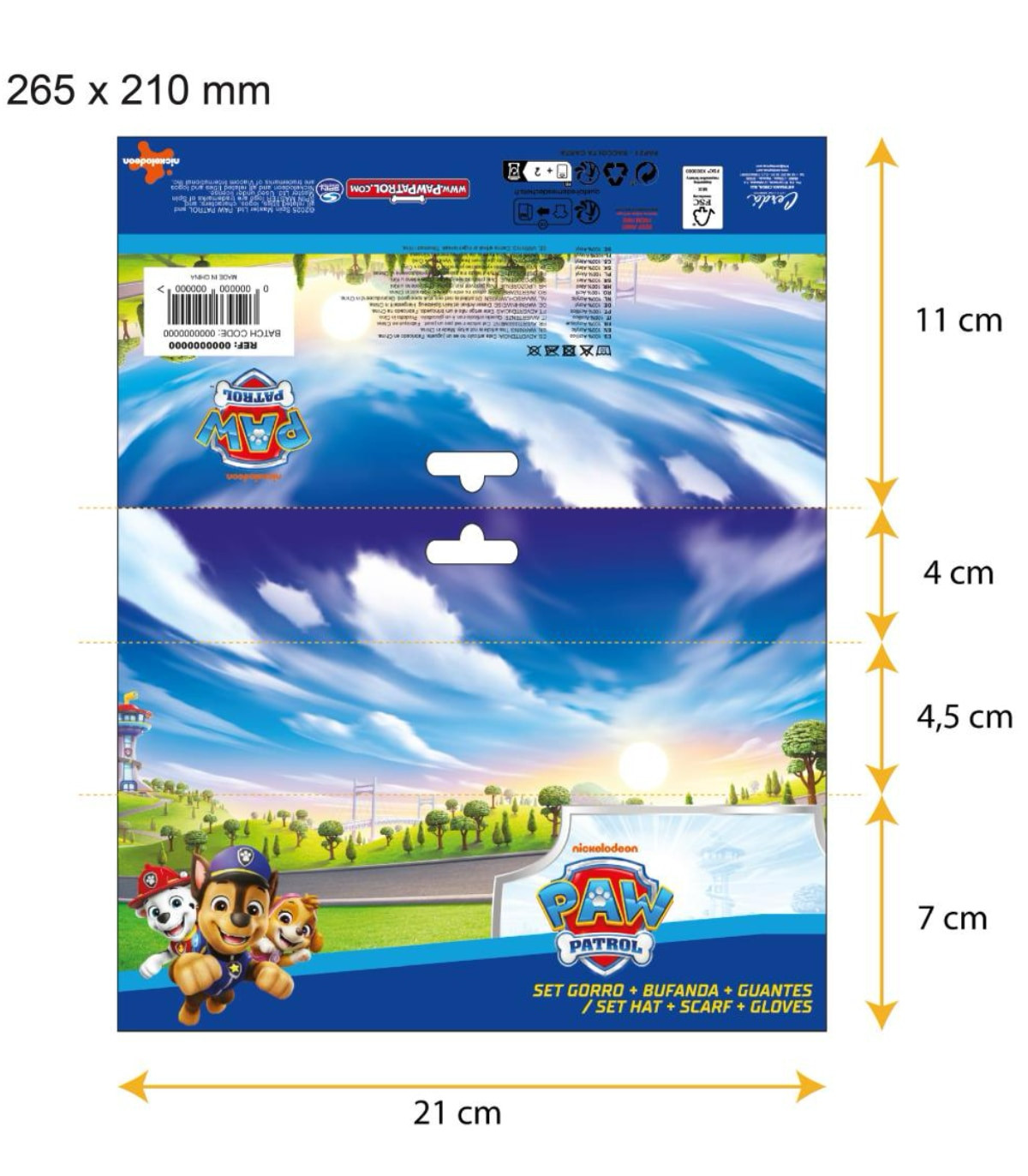 Șapcă pentru copii cu fular și mănuși PAW PATROL Cerda