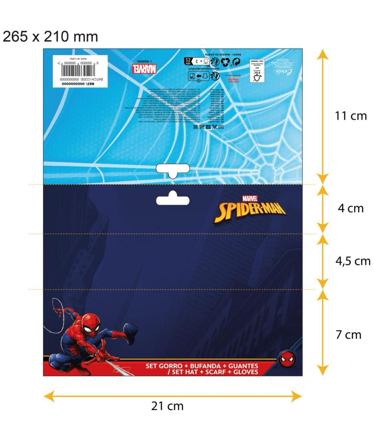 Șapcă pentru copii cu fular și mănuși SPIDERMAN Cerda