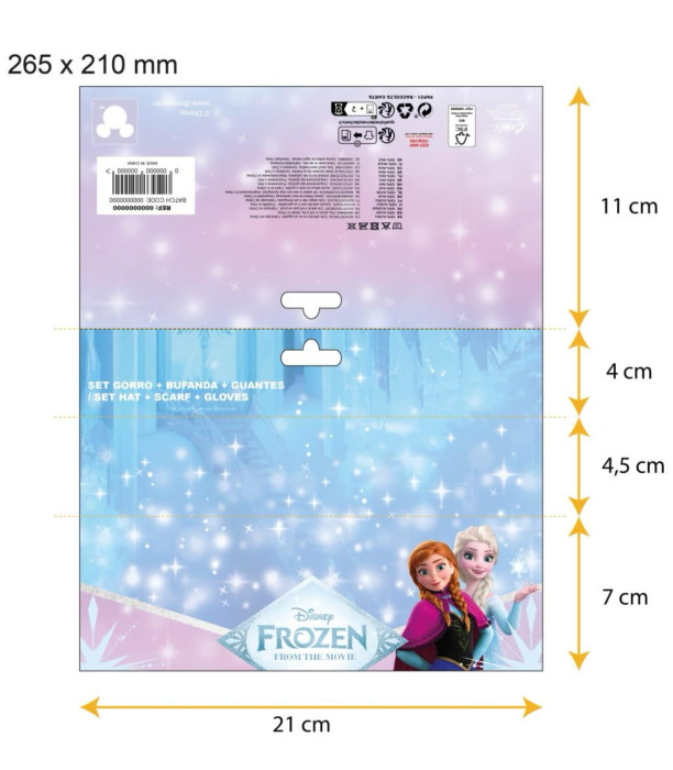 Șapcă pentru copii cu fular și mănuși FROZEN Cerda