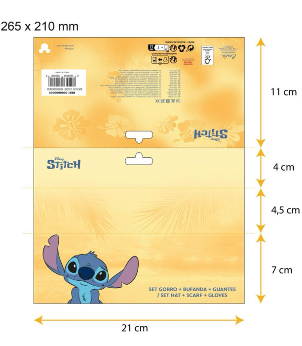 Șapcă pentru copii cu fular și mănuși STITCH fetiță Cerda
