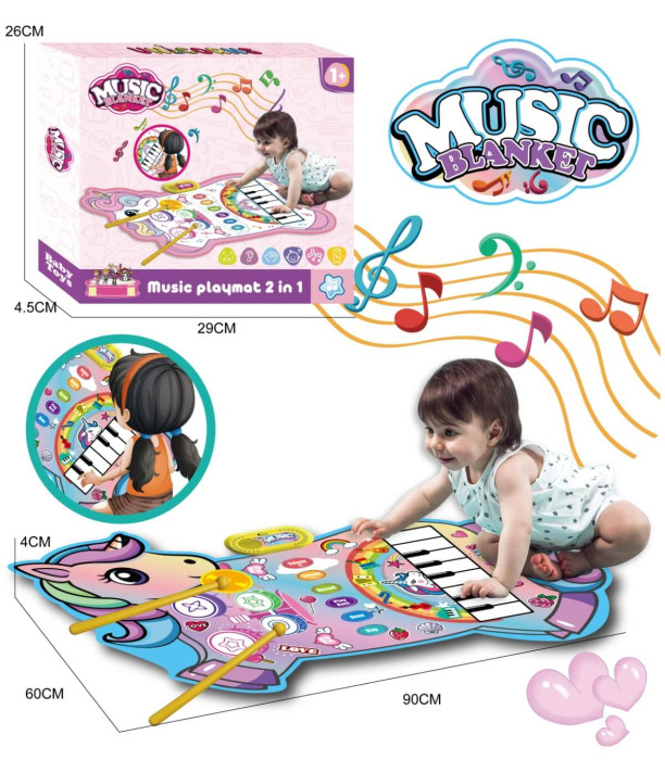 Covor muzical pentru bebeluși pian unicorn 90*60 Armtoys