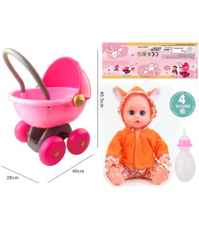 DOLL STROLLER 40*40 WITH A CRYING BABY Armtoys