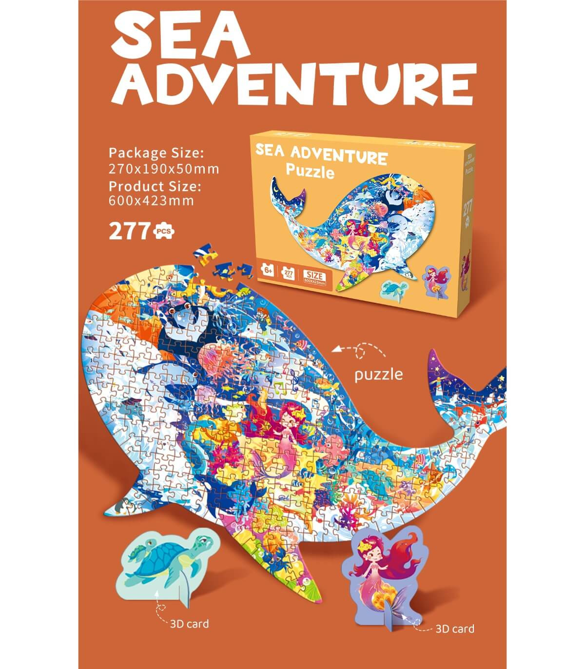 PUZZLE PENTRU COPII PEȘTE 277 PIESE POVESTE MARINE Armtoys
