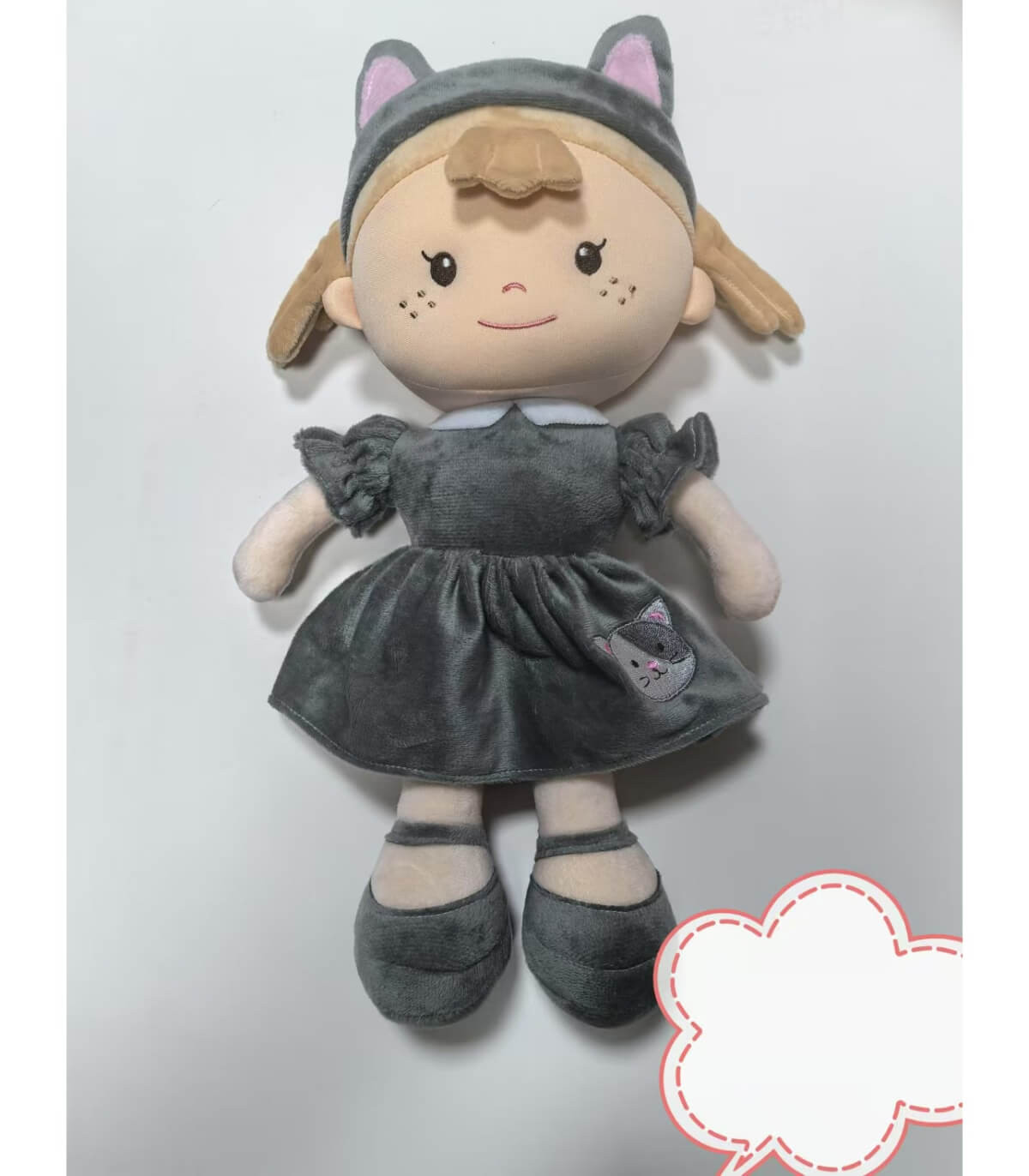 păpușă de cârpă 45 cm rochie gri Armtoys