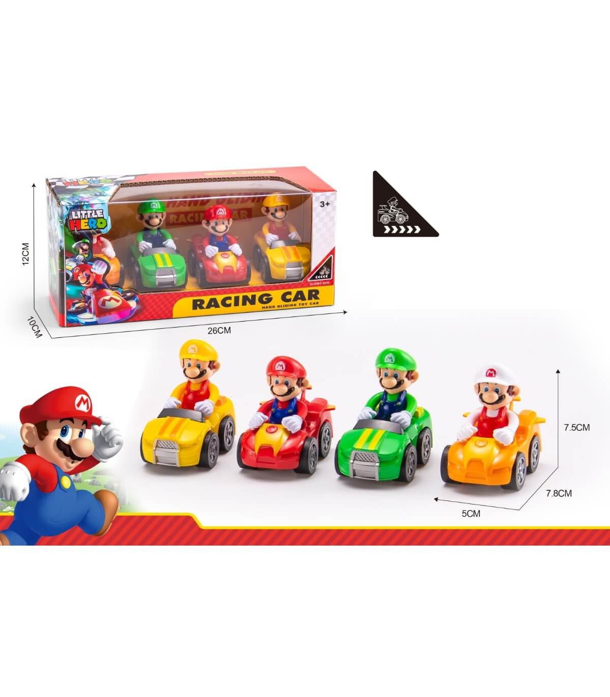 SET DE 4 CĂRUȚE CU SUPER MARIO ÎN CUTIE Armtoys