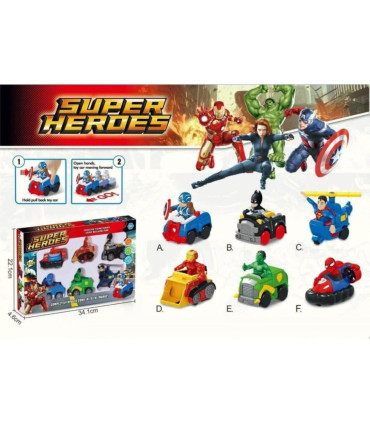 SET DE 6 MAȘINI CU SUPEREROI ÎN CUTIE Armtoys