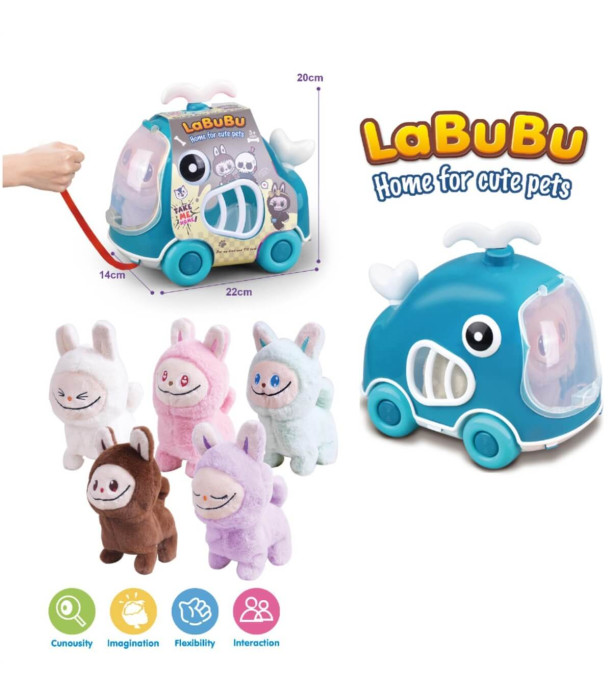 PLUȘATUL HODOROGUL LABUBU ÎN VALIZA CU ROȚI Armtoys