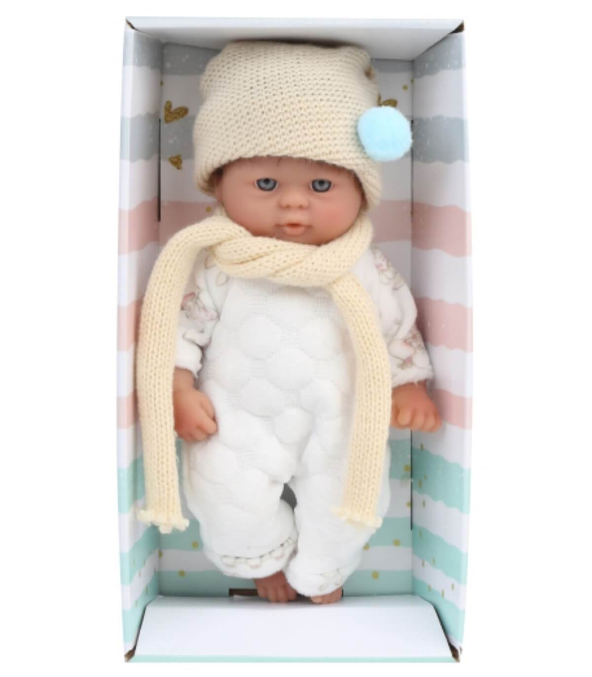 POPA MINI BABY DOLL CU PĂLĂRIE ÎMPLICATĂ ȘI ȘAL 25 CM Armtoys