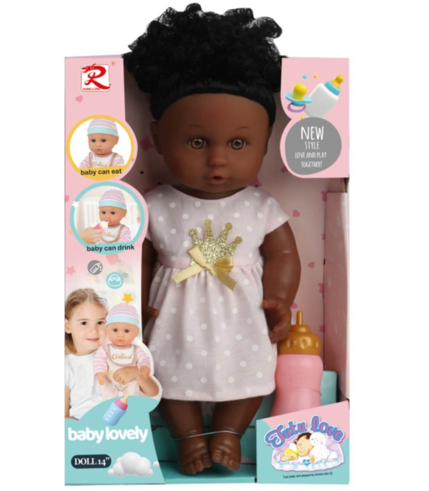PIERCING DOLL AFRICAN GIRL IN PINK DRESS Armtoys