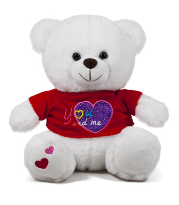 WHITE BEAR WITH HEART 2 TYPES 25 CM - Small