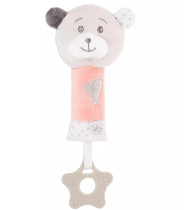 PLUSH BABY BEAR RATTLE 24 CM PINK/BLUE Amek toys