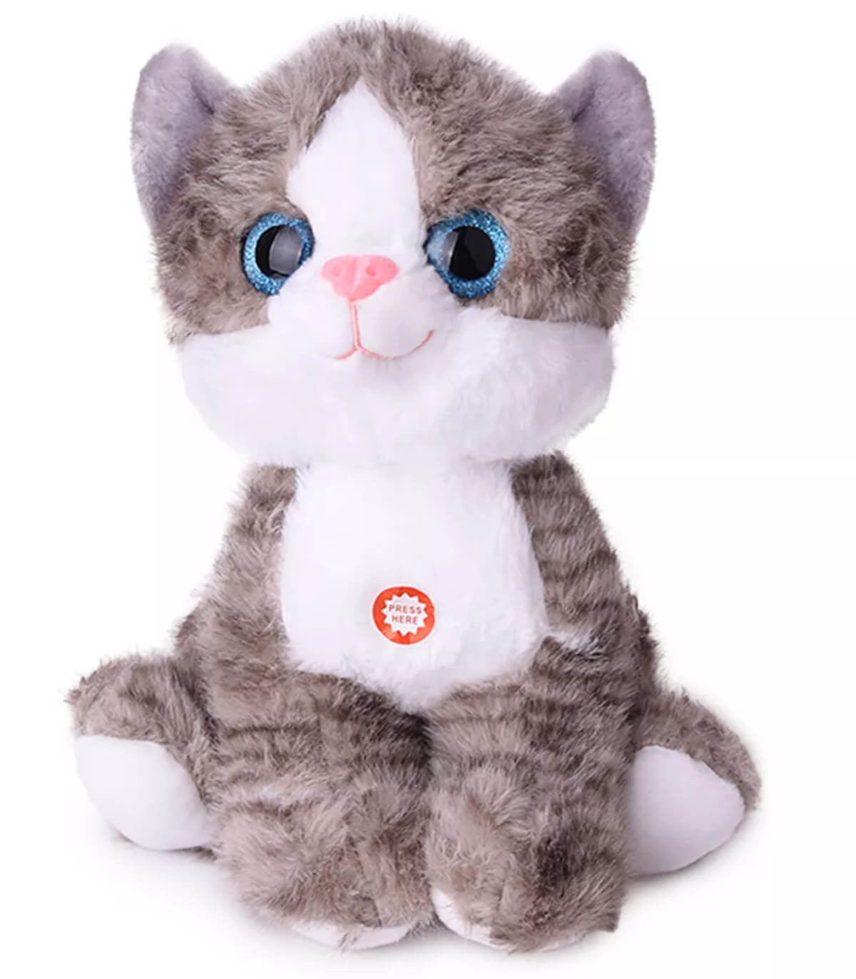 PLUSH CAT 30 CM + SOUND GRAY/ORANGE Amek toys
