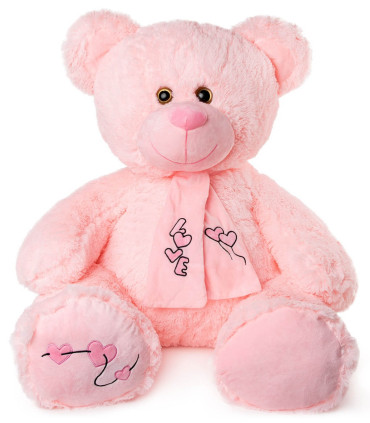 URSULEȚ DE PLUȘ CU FULAR LOVE 80 CM 2 CULORI Amek toys