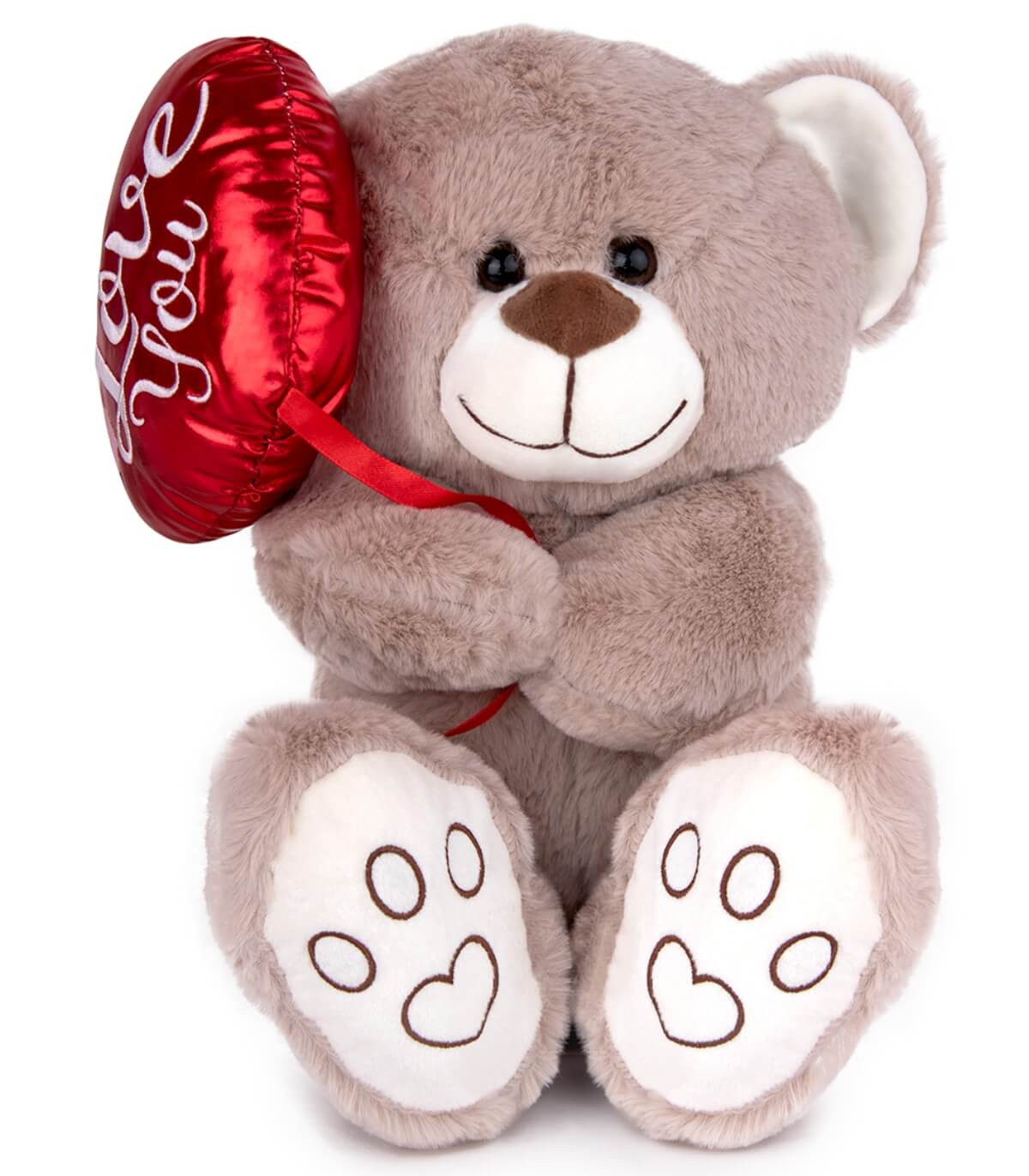 URSULEȚ DE PLUȘ CU BALON ÎN FORMĂ DE INIMĂ 20 CM ALB/GRI Amek toys