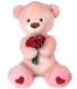 PLUSH TEDDY BEAR WITH ROSES 80 CM ECRU/BEIGE Amek toys