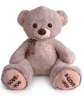 PLUSH BEAR MELANGE 80 CM BROWN/GRAY Amek toys