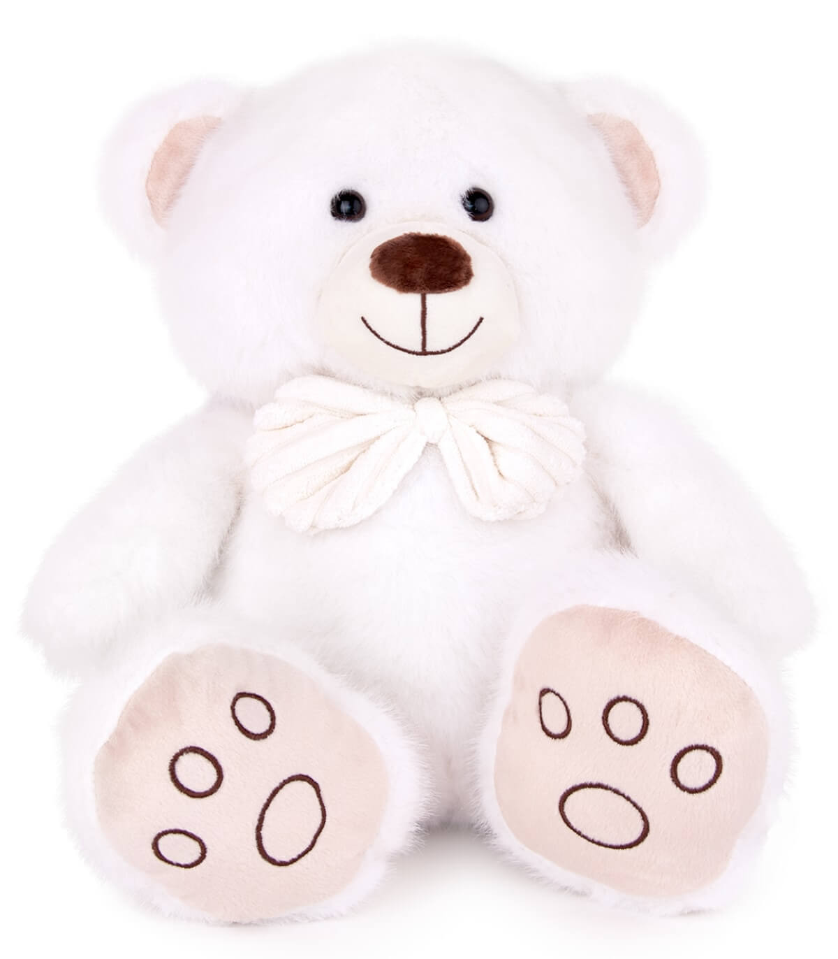 PLUSH TEDDY BEAR WITH BOW TIE 30 CM BEIGE/WHITE Amek toys