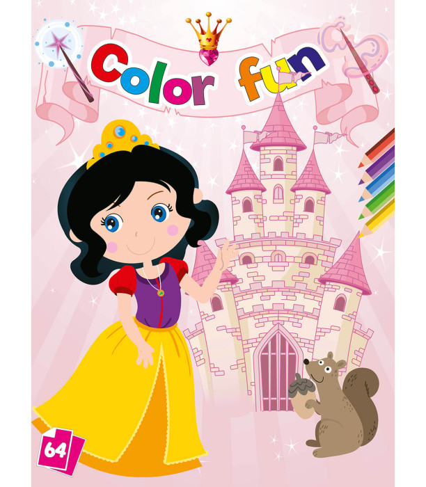 CARTE DE COLORAT PRINȚESE COLOR FUN 64 PAGINI 8 TIPURI Boek Specials Nederland bv