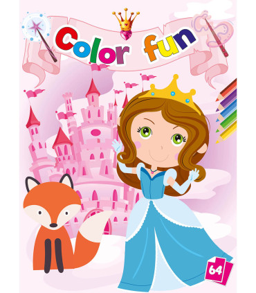 CARTE DE COLORAT PRINȚESE COLOR FUN 64 PAGINI 8 TIPURI Boek Specials Nederland bv