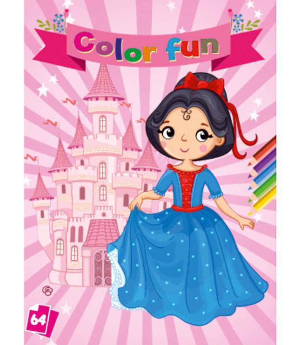 CARTE DE COLORAT PRINȚESE COLOR FUN 64 PAGINI 8 TIPURI Boek Specials Nederland bv