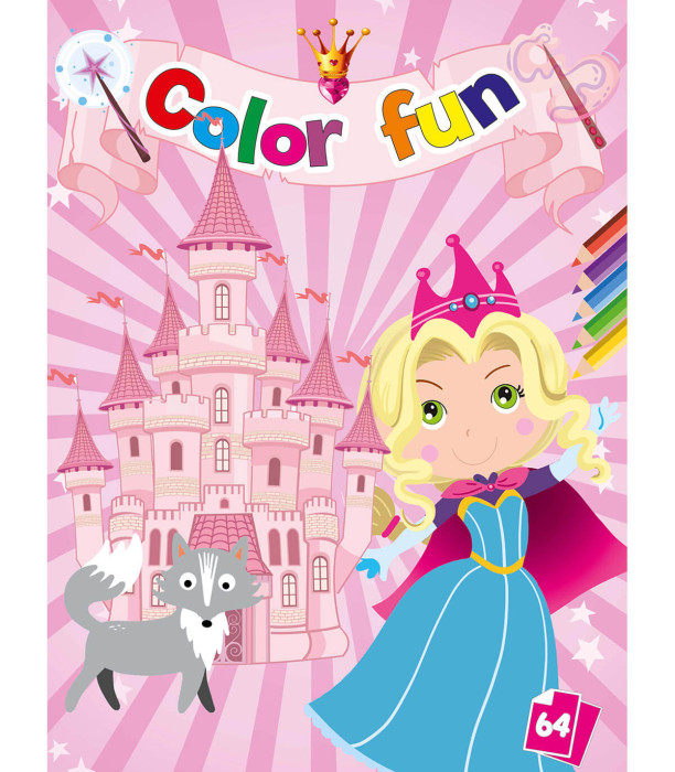 CARTE DE COLORAT PRINȚESE COLOR FUN 64 PAGINI 8 TIPURI Boek Specials Nederland bv