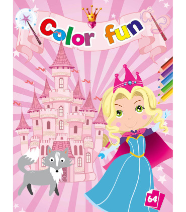 CARTE DE COLORAT PRINȚESE COLOR FUN 64 PAGINI 8 TIPURI Boek Specials Nederland bv