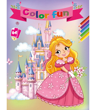 CARTE DE COLORAT PRINȚESE COLOR FUN 64 PAGINI 8 TIPURI Boek Specials Nederland bv