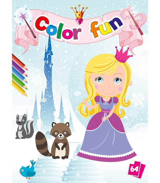 CARTE DE COLORAT PRINȚESE COLOR FUN 64 PAGINI 8 TIPURI Boek Specials Nederland bv
