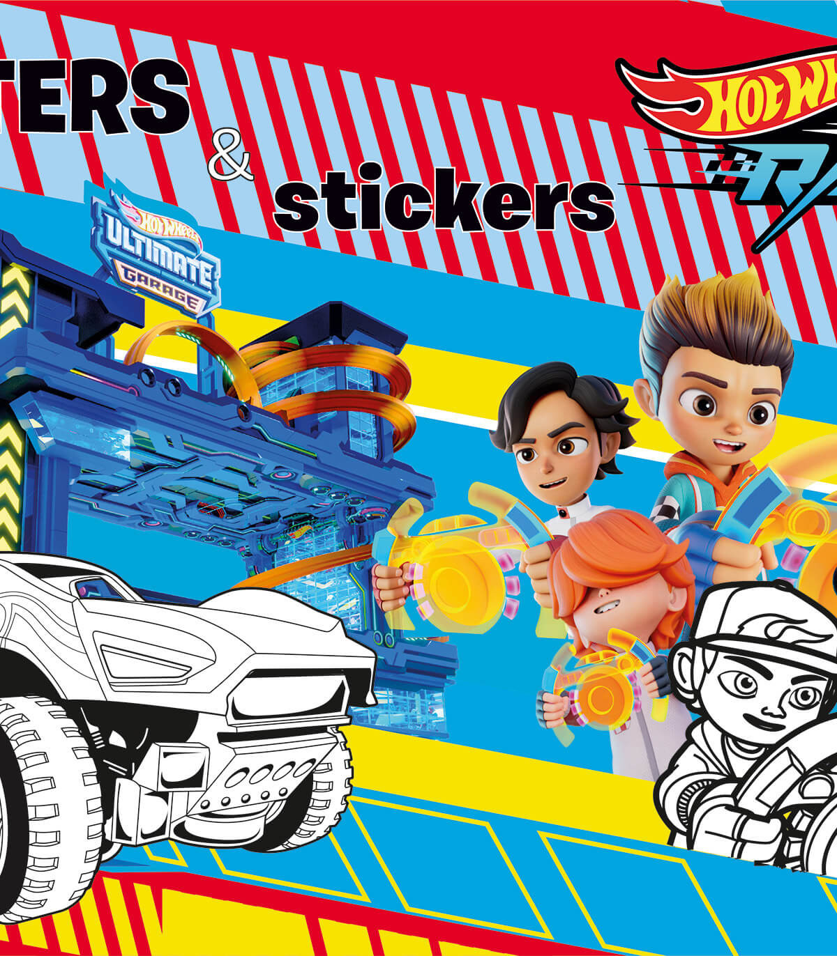 ALBUM CARTE DE COLORAT + STICKERE HOT WHEELS 32 PAGINI 2 TIPURI Boek Specials Nederland bv