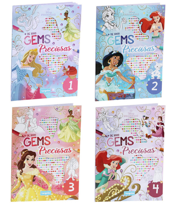 CARTE DE COLORAT DISNEY PRINCESS 24 PAGINI + 1000 PIETRICELE STRĂLUCITOARE 4 TIPURI Europrice