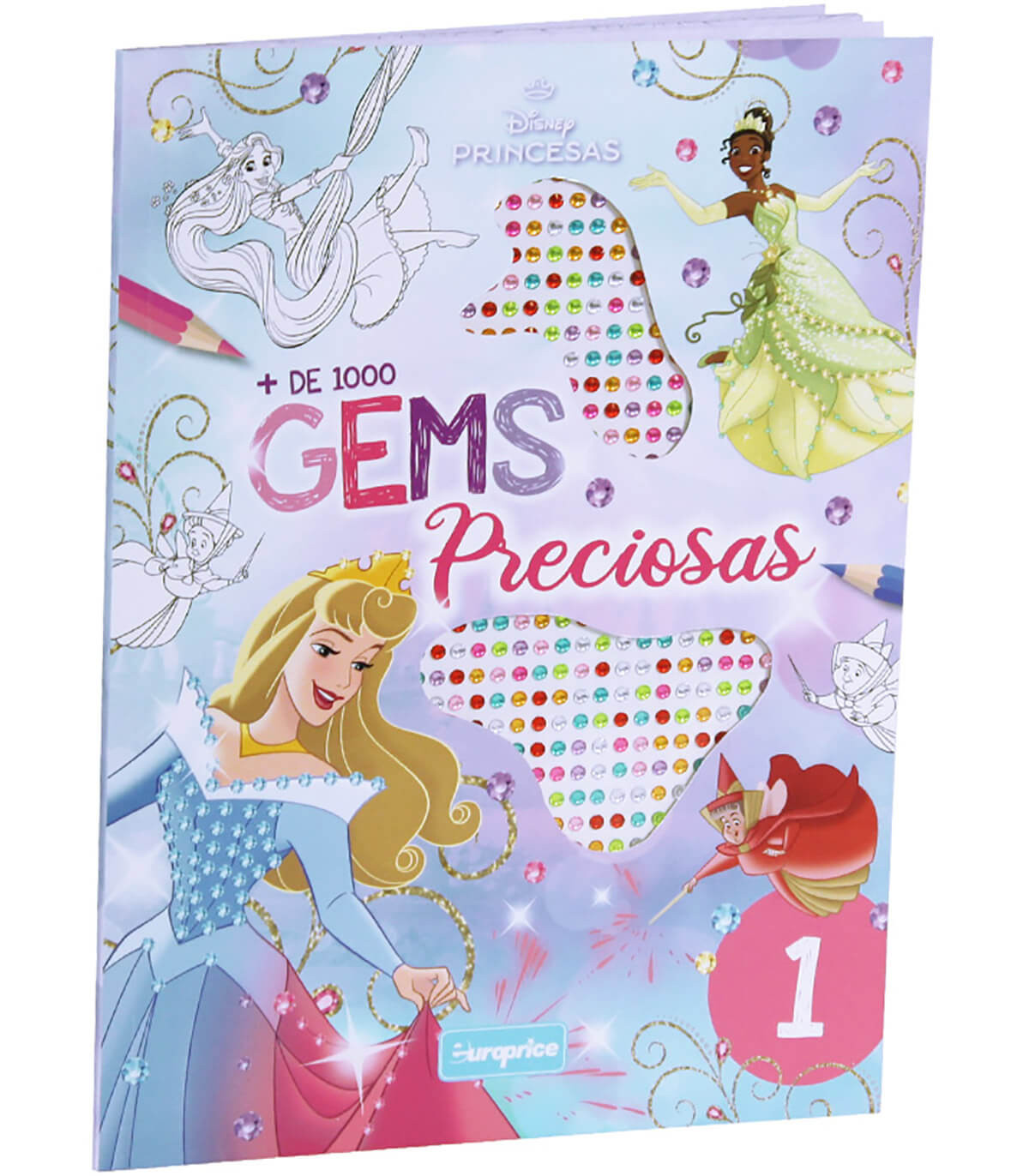 CARTE DE COLORAT DISNEY PRINCESS 24 PAGINI + 1000 PIETRICELE STRĂLUCITOARE 4 TIPURI Europrice