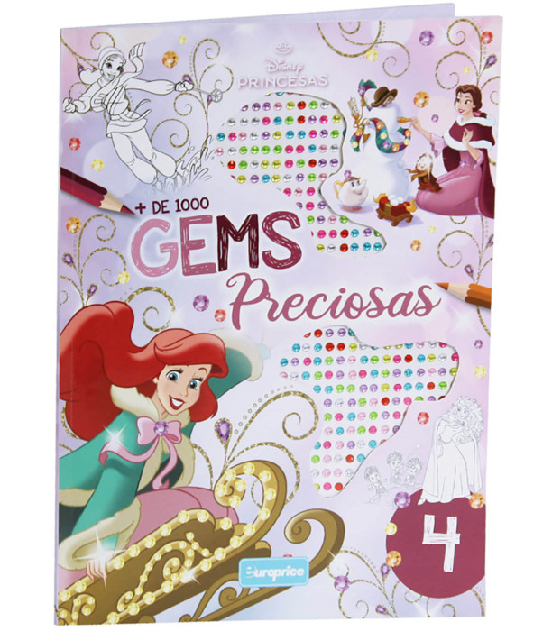 CARTE DE COLORAT DISNEY PRINCESS 24 PAGINI + 1000 PIETRICELE STRĂLUCITOARE 4 TIPURI Europrice