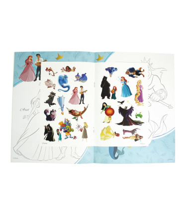 DISNEY PRINCESS COLORING BOOK 16 PAGES + 3 TYPES OF STICKERS Europrice