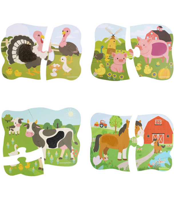 PUZZLE PENTRU COPII 4 ÎN 1 CU PIESE MARI + CARTE DE COLORAT 4 TIPURI Europrice