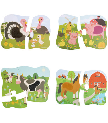 PUZZLE PENTRU COPII 4 ÎN 1 CU PIESE MARI + CARTE DE COLORAT 4 TIPURI Europrice