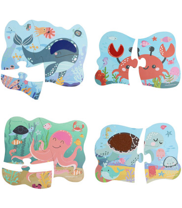 PUZZLE PENTRU COPII 4 ÎN 1 CU PIESE MARI + CARTE DE COLORAT 4 TIPURI Europrice