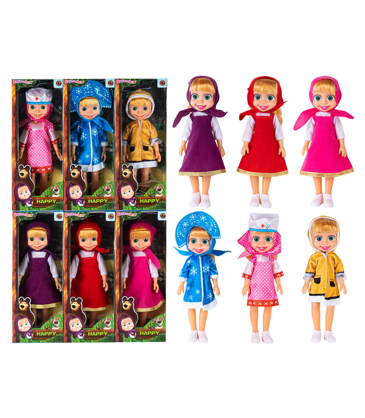 Păpușă Mașa cu ochi 3D, 36 cm, 6 modele Armtoys