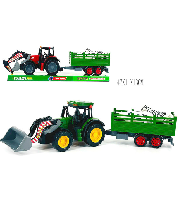 CHILDREN'S TRACTOR WITH TRAILER AND ANIMALS IN BLISTER 47 CM Armtoys