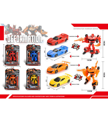 TRANSFORMER MAȘINĂ SPORT ÎN BLISTER 4 CULORI Armtoys