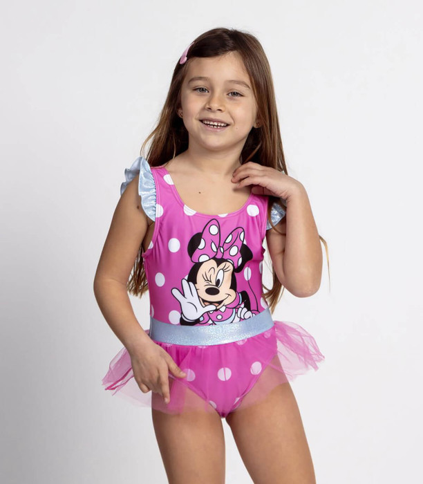COSTUM DE BAIE ÎNTREG PENTRU COPII MINNIE CU BULINE ȘI TUL 3-7 ANI. Cerda