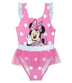 COSTUM DE BAIE ÎNTREG PENTRU COPII MINNIE CU BULINE ȘI TUL 3-7 ANI.