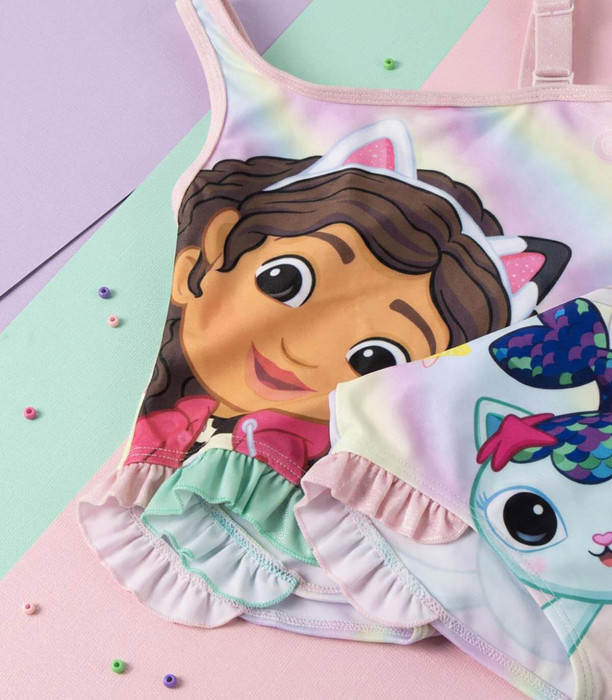 CHILDREN'S ONE-PIECE SWIMSUIT GABBY'S DOLLHOUSE PINK 2-6 YEARS. Cerda