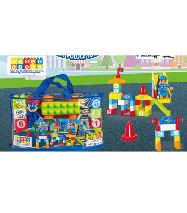 JOC CONSTRUCTOR LEGO POLITIE 40 BUC - CUBURI DE CONSTRUIT, ASOCIERE ȘI INELE