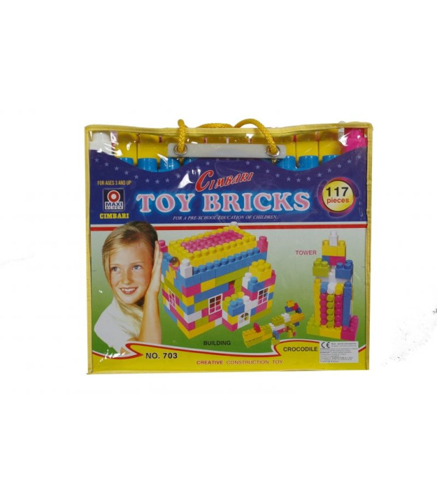 SET TOY BRICKS CIMBARI 117 PIESE - CUBURI DE CONSTRUIT, ASOCIERE ȘI INELE