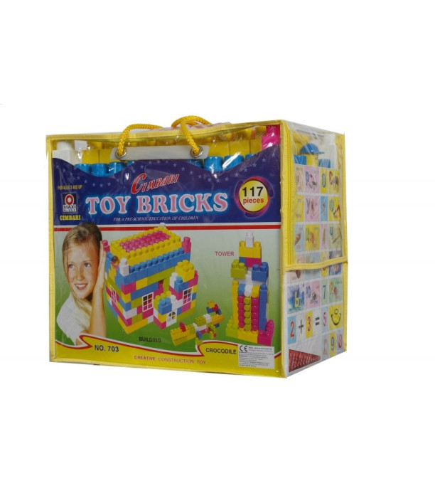 SET TOY BRICKS CIMBARI 117 PIESE - CUBURI DE CONSTRUIT, ASOCIERE ȘI INELE