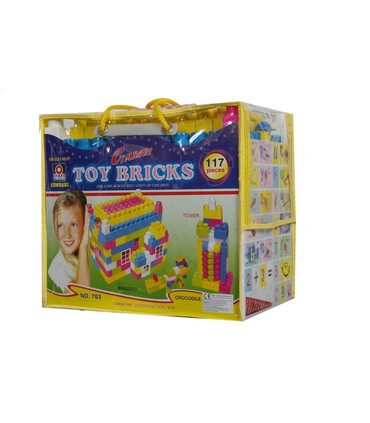 SET TOY BRICKS CIMBARI 117 PIESE - CUBURI DE CONSTRUIT, ASOCIERE ȘI INELE