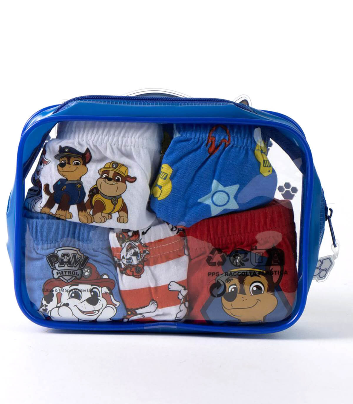 LENJERIE PENTRU BĂIEȚI 5 BUC. ÎN GEANTĂ PAW PATROL 2-8 ANI. Cerda